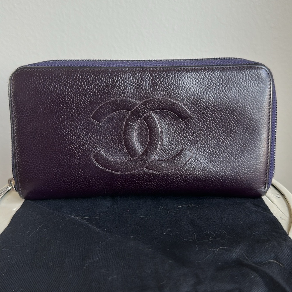 Chanel Long Wallet Purple Caviar Skin